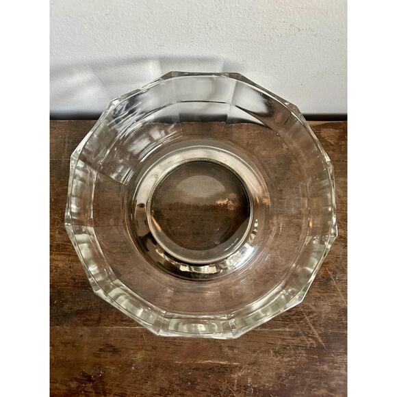 Vintage 1970's Godinger Decagon Glass and Silver Plated Footed Bowl - Picture 3 of 5